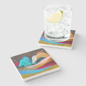 Space Mountains Stenen Onderzetter (Zijkant)