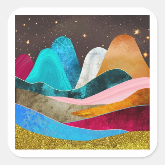 Space Mountains Vierkante Sticker (Voorkant)