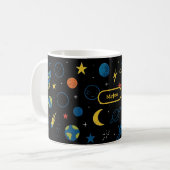 Space Mug with Rocket Ship and Planets for Boys Koffiemok (Voorkant links)
