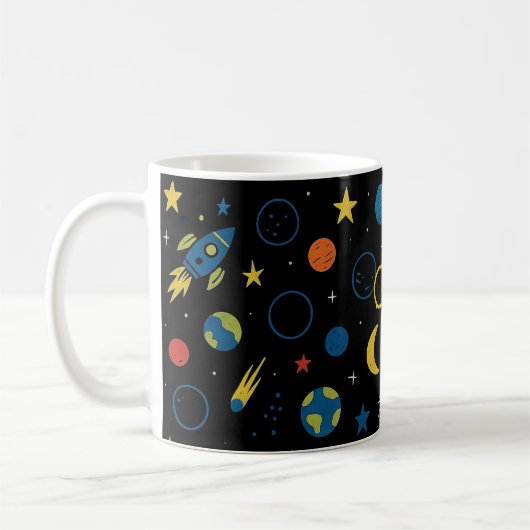 Space Mug with Rocket Ship and Planets for Boys Koffiemok (Links)