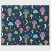 Space Mushroom met Maan en Sterren Cadeaupapier (Vlak)