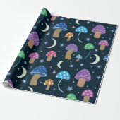 Space Mushroom met Maan en Sterren Cadeaupapier (Uitgerold)