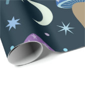 Space Mushroom met Maan en Sterren Cadeaupapier (Rol Hoek)
