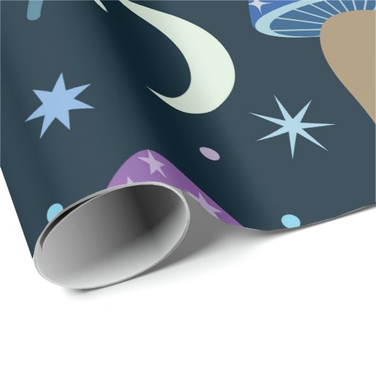 Space Mushroom met Maan en Sterren Cadeaupapier (Rol Hoek)