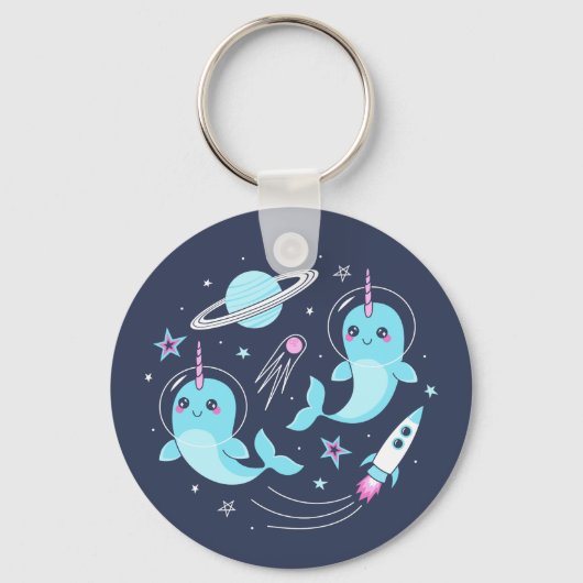 Space Narwhals Sleutelhanger (Voorkant)