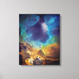 Space Nebula blue Alcohol Inkt art. Canvas Afdruk