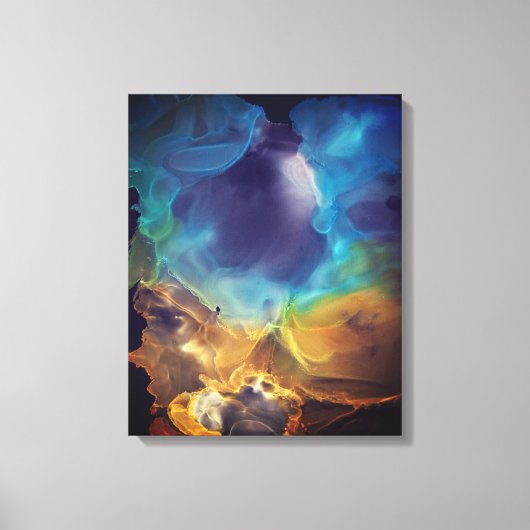 Space Nebula blue Alcohol Inkt art. Canvas Afdruk (Voorkant)