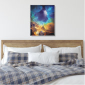Space Nebula blue Alcohol Inkt art. Canvas Afdruk (Insitu (Slaapkamer))