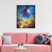 Space Nebula blue Alcohol Inkt art. Canvas Afdruk (Insitu (Woonkamer))