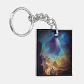 Space Nebula blue Alcohol Inkt art. Sleutelhanger (Voorkant Links)