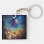 Space Nebula blue Alcohol Inkt art. Sleutelhanger (Achterkant)
