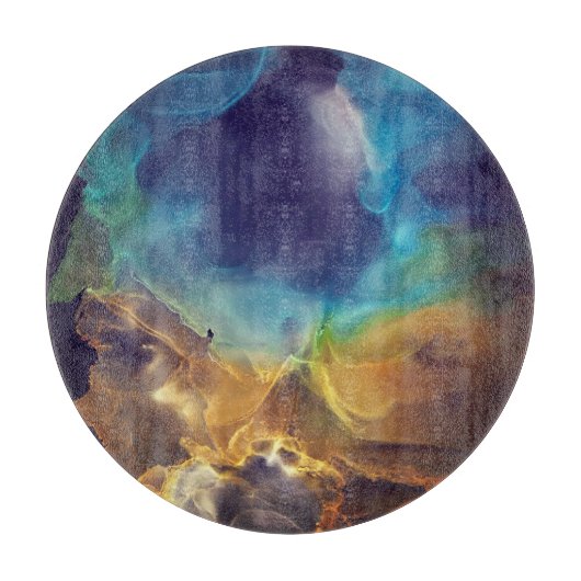 Space Nebula blue Alcohol Inkt art. Snijplank (Voorkant)