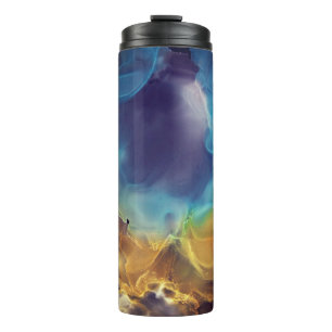 Space Nebula blue Alcohol Inkt art. Thermosbeker