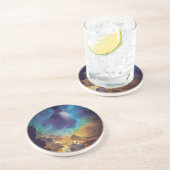 Space Nebula blue Alcohol Inkt art. Zandsteen Onderzetter (Zijkant)