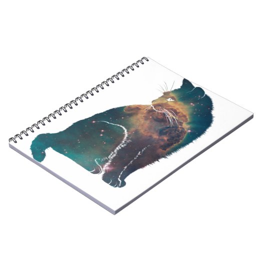 Space Nebula Cat Notitieboek (Linkerzijde)