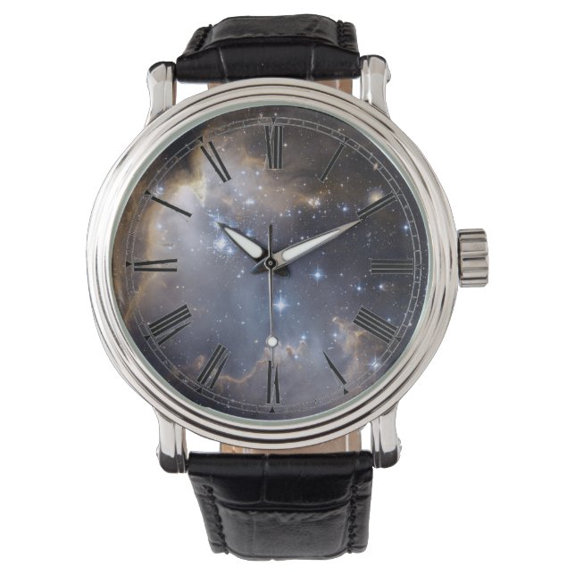 Space Nebula Galaxy Romeins cijfer Horloge (Voorkant)