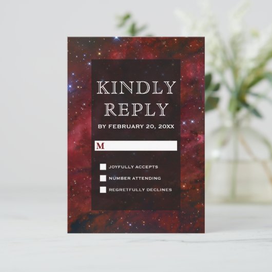 Space Nebula Maroon Galaxy RSVP (Staand voorkant)