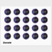 Space Nebula Paarse Galaxy Monogram Envelop Afdich Ronde Sticker (Vel)