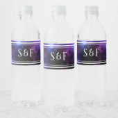 Space Nebula Paarse Galaxy Monogram Waterfles Etiket (Flessen)