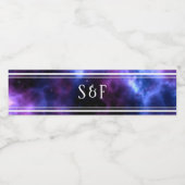 Space Nebula Paarse Galaxy Monogram Waterfles Etiket (Enkel label)