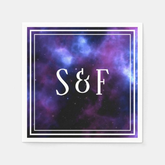 Space Nebula Paarse Galaxy Trouwpapier Servet (Voorkant)