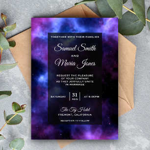 Space Nebula Paarse Galaxy Wedding Kaart