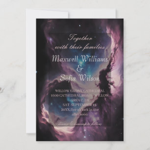 Space Nebula Paarse Galaxy Wedding Kaart
