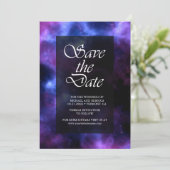 Space Nebula Paarse Sfeer Huwelijk Save The Date (Staand voorkant)