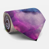 Space Nebula roze blauw geel Alcohol inkt art. Stropdas (Opgerold)