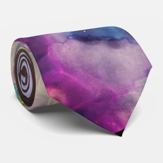 Space Nebula roze blauw geel Alcohol inkt art. Stropdas (Opgerold)