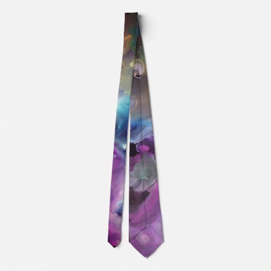 Space Nebula roze blauw geel Alcohol inkt art. Stropdas (Achterkant)