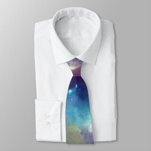 Space Nebula roze blauw geel Alcohol inkt art. Stropdas (Gebonden)