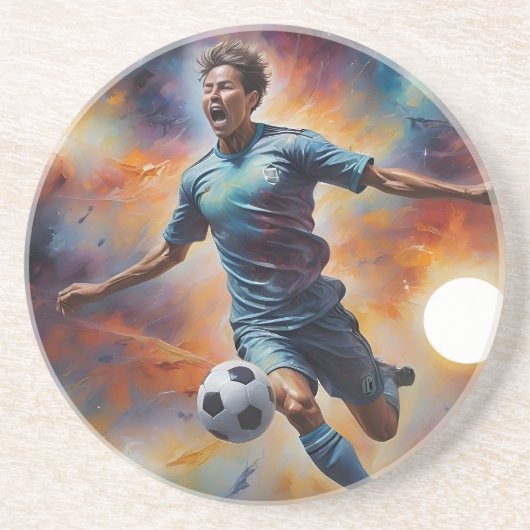Space Nebula Soccer Shot Zandsteen Onderzetter (Voorkant)