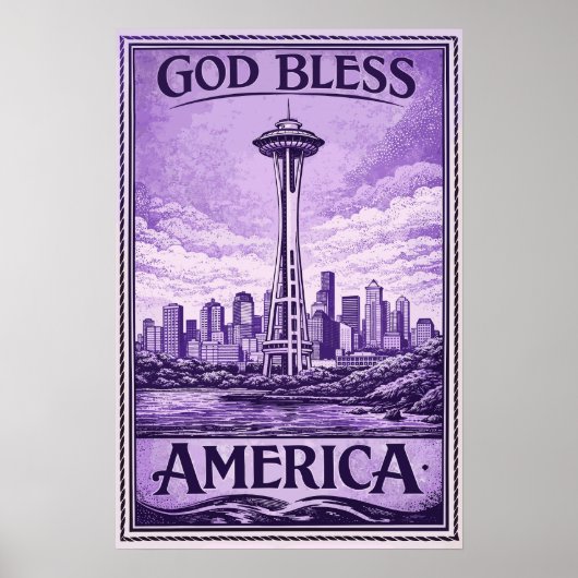 Space Needle - God Bless America Poster (Voorkant)