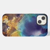 Space nevel blauw geel Alcohol inkt kunst iPhone Hoesje (Achterkant horizontaal)