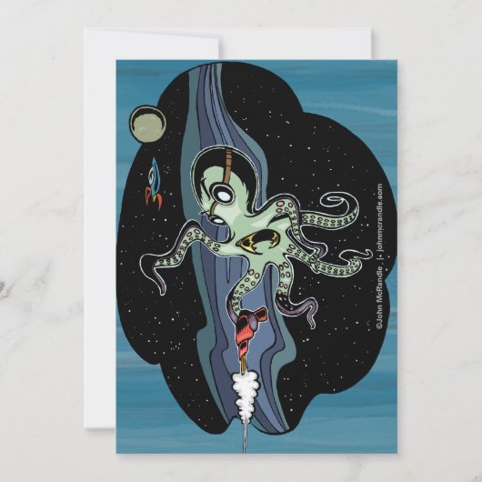 Space Octopus-kaart Feestdagenkaart (Voorkant)