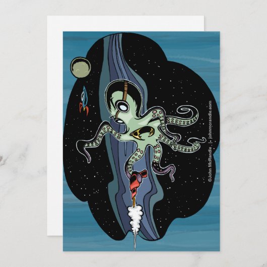 Space Octopus-kaart Feestdagenkaart (Voorkant / Achterkant)