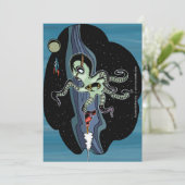 Space Octopus-kaart Feestdagenkaart (Staand voorkant)