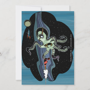 Space Octopus-kaart Feestdagenkaart