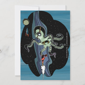 Space Octopus-kaart Feestdagenkaart