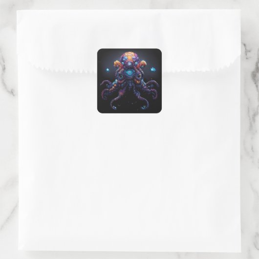 Space Octopus Vierkante Sticker (Tas)