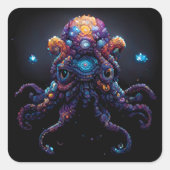 Space Octopus Vierkante Sticker (Voorkant)