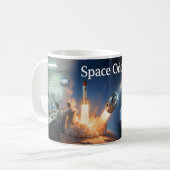 Space Oddity Kosmische Lanceerposter Koffiemok (Voorkant links)
