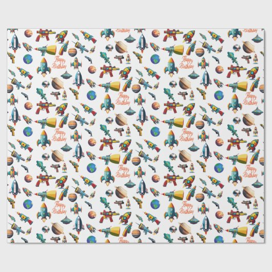 Space Odyssey Verjaardag Cadeaupapier (Vlak)