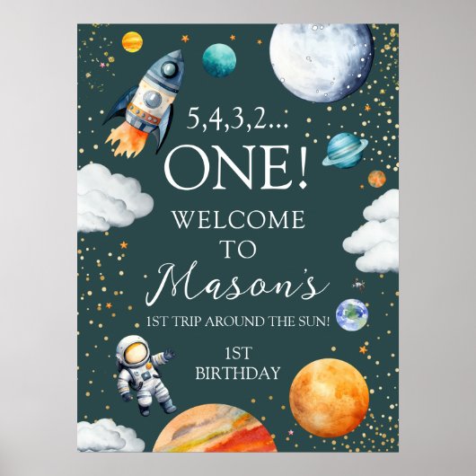 Space One Birthday Welcome Poster (Voorkant)