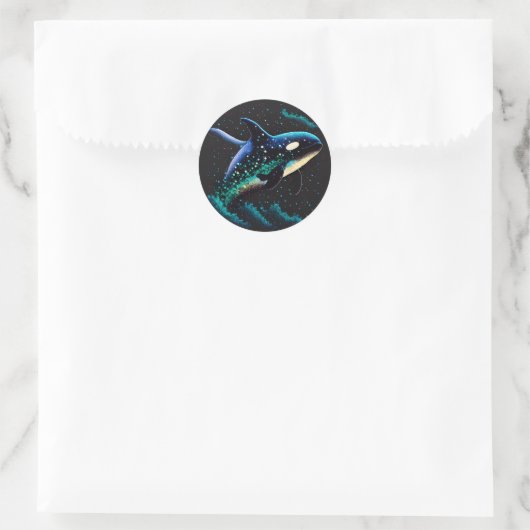 Space Orca Ronde Sticker (Tas)
