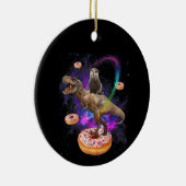 Space Otter Riding Dinosaur T-Rex Donuts Keramisch Ornament (Rechts)