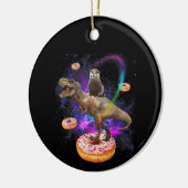 Space Otter Riding Dinosaur T-Rex Donuts Keramisch Ornament (Links)
