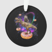 Space Otter Riding Dinosaur T-Rex Donuts Ornament (voorkant)