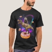 Space Otter Riding Dinosaur T-Rex Donuts T-shirt (Voorkant)